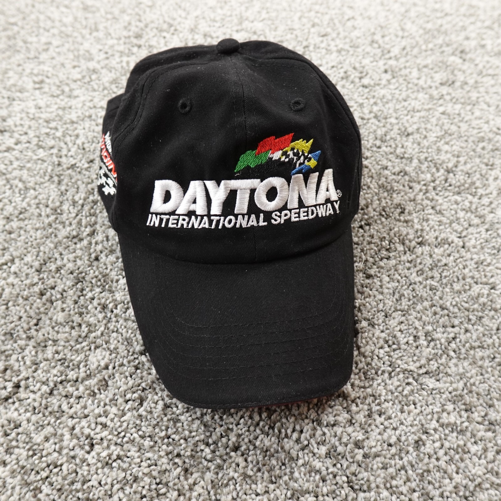 Vtg Nascar Hat Mens Black Adjustable Strap Back Cap 2004 Daytona 500 Racing Car